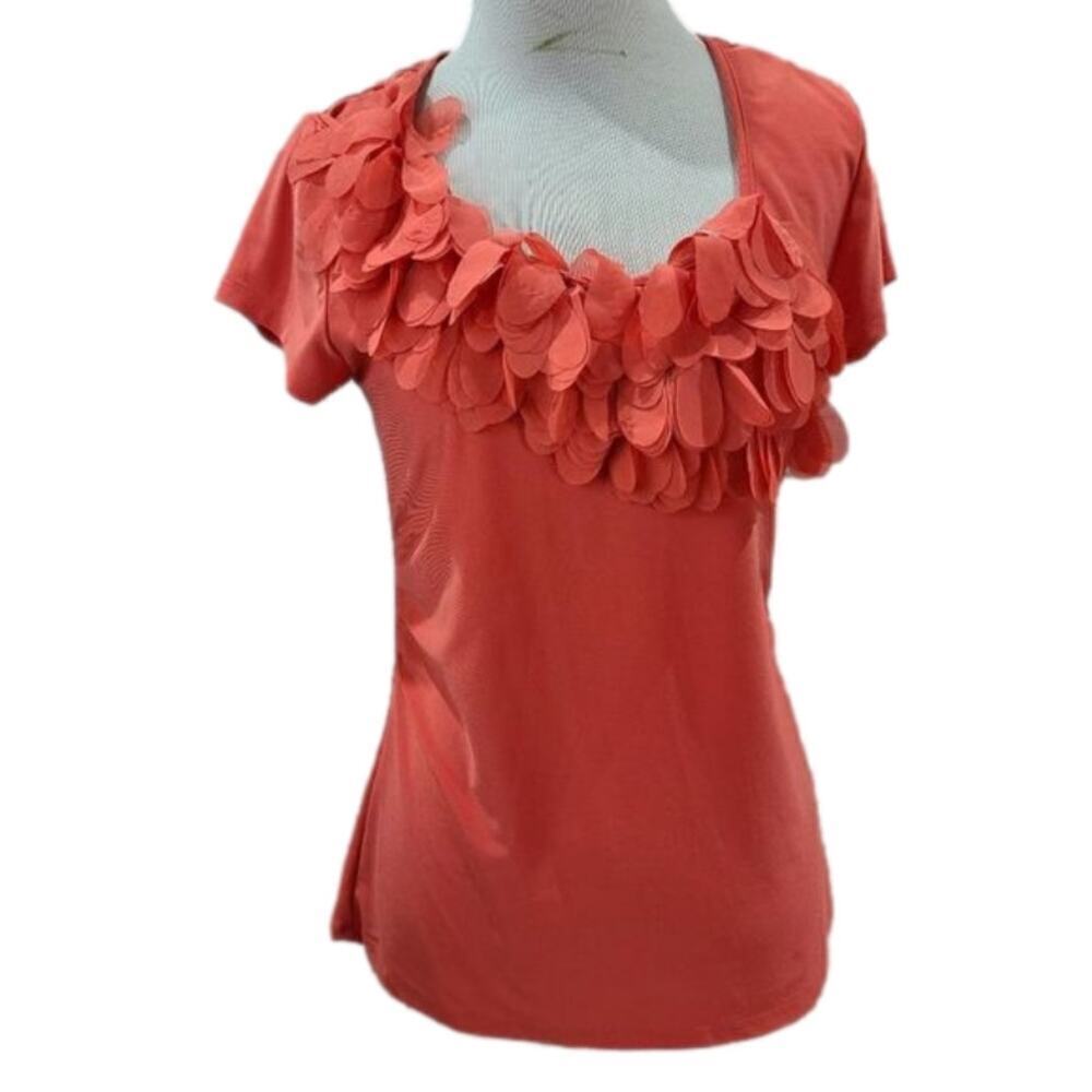 Cato orange/peach blouse with fringe on collar